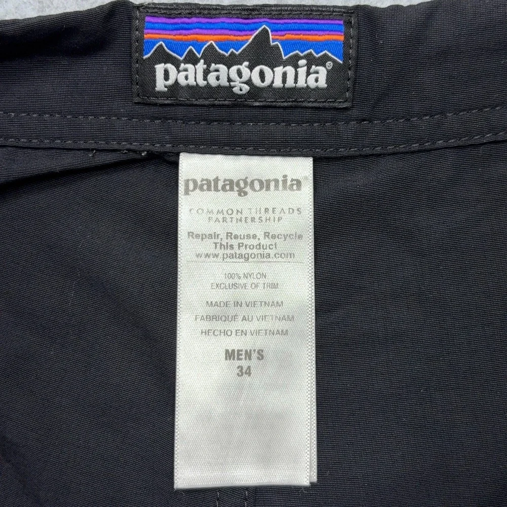 Patagonia Wavefarer Board Shorts Men's 34 Black Drawstring Linerless Surf Swim